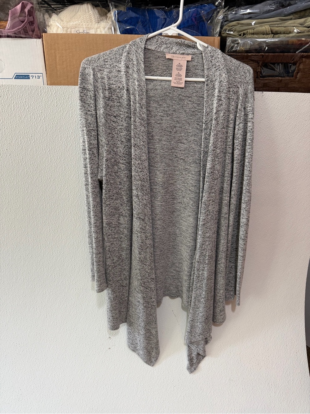 Bluenotes Heather Gray Open-Front Women's Cardigan